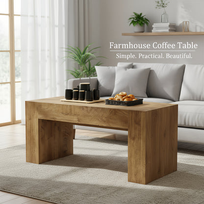 48" Rectangle Wooden Coffee Table with Drawers for Living Room