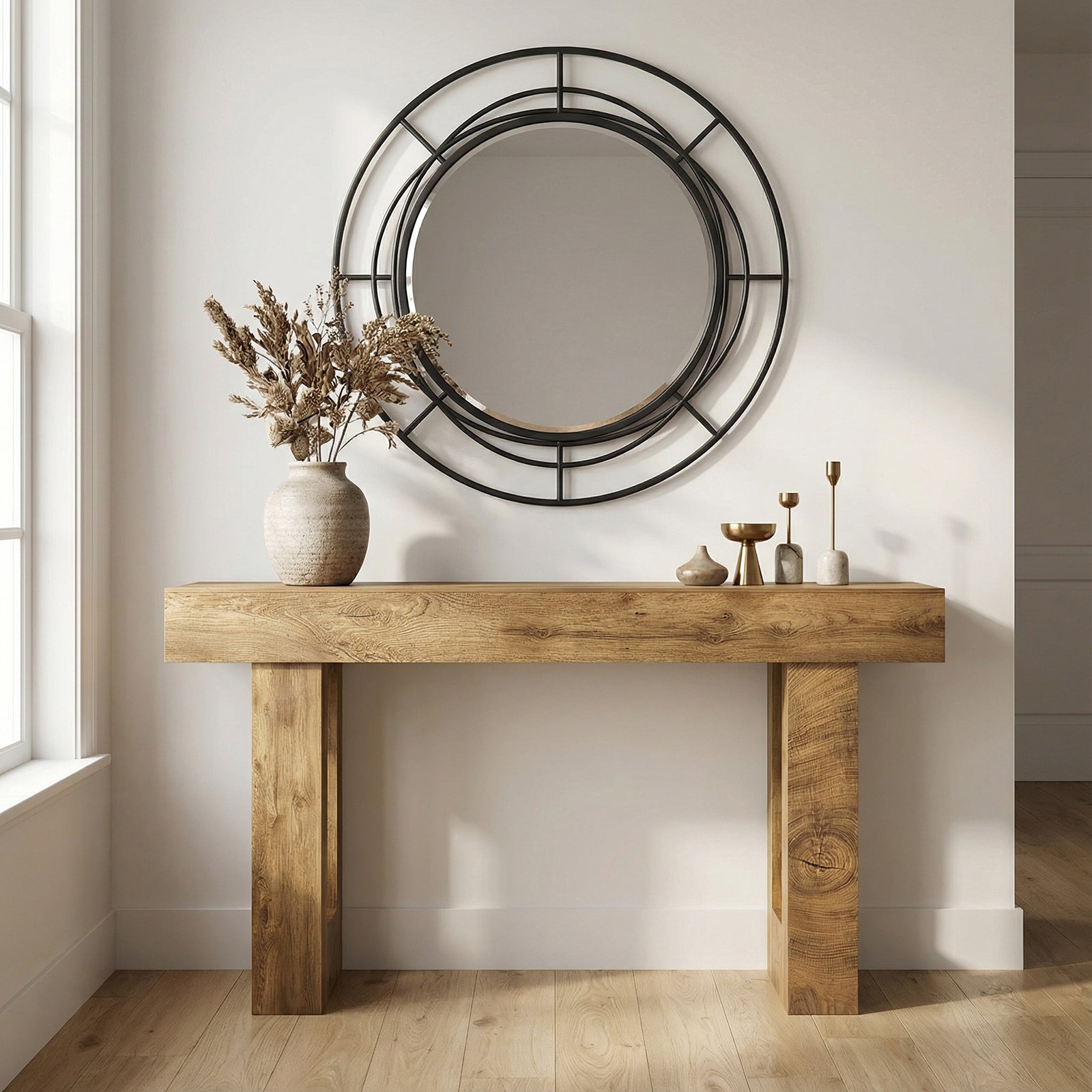 63" Long Console Table - Farmhouse Entryway Storage