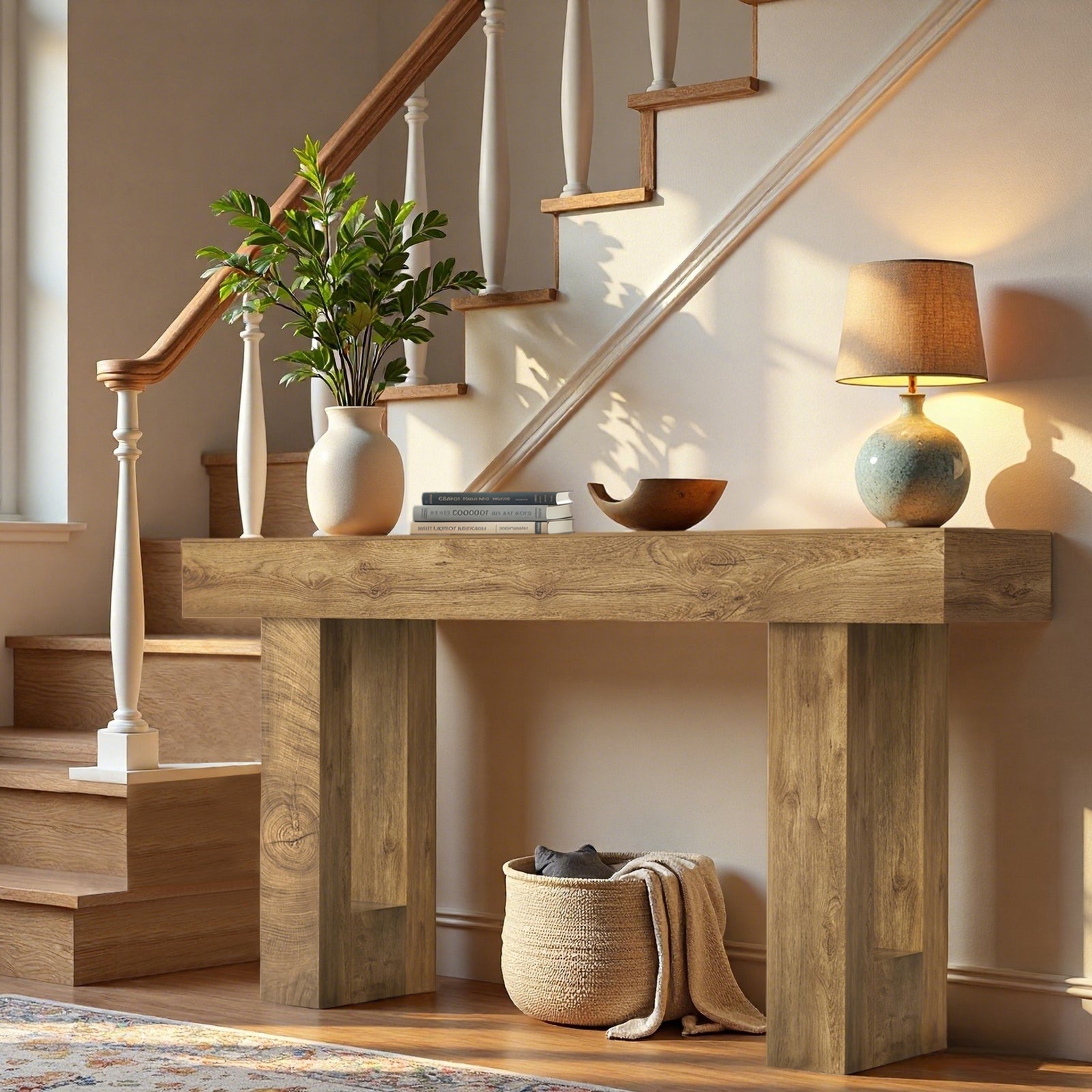 63" Long Console Table - Farmhouse Entryway Storage