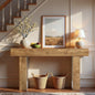 63'' Long Console Table, Farmhouse Entryway Table with Storage, Native Wood Grain Tree Scars, Wooden Rectangular Sofa Table Behind Couch for Entrance, Hallway, Living Room, Foyer (Natural Wood)