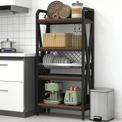 Black Metal Kitchen Shelving Unit - 56" Storage Rack