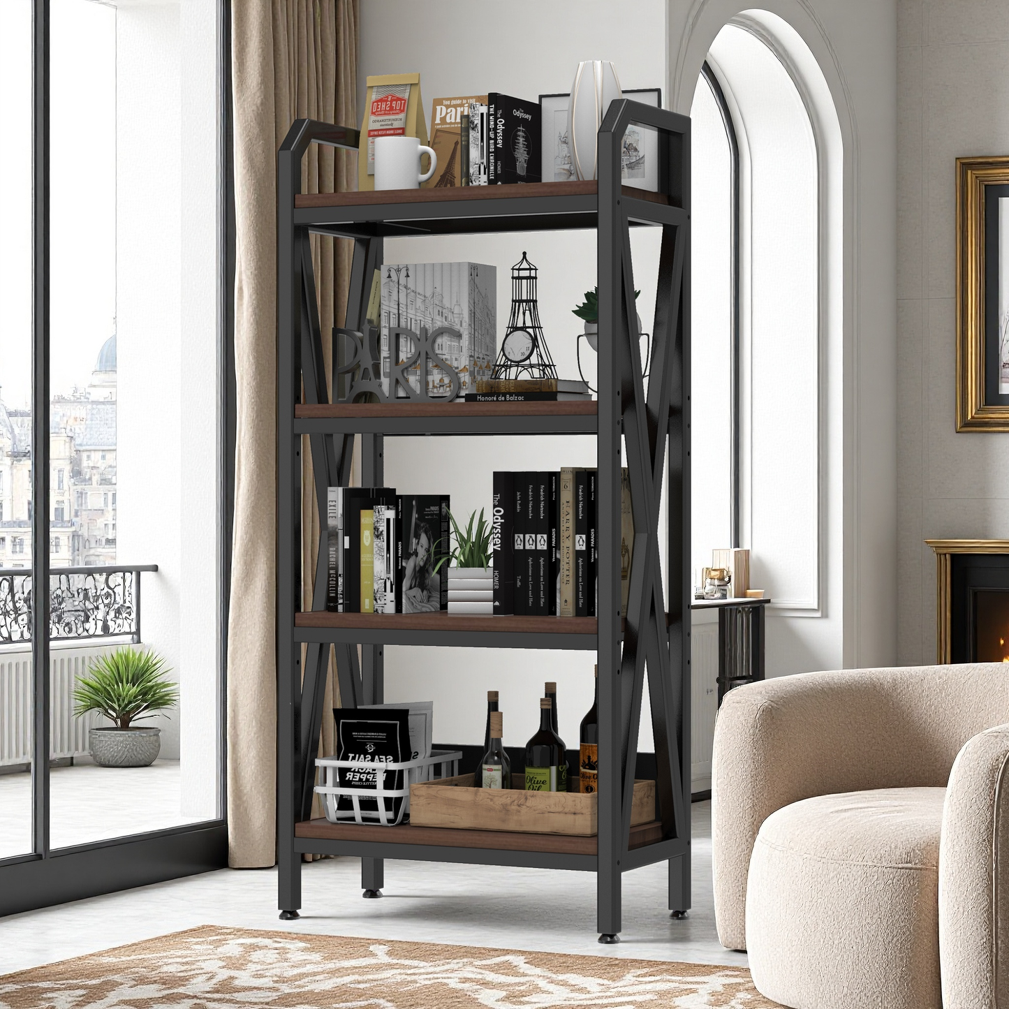 Black Metal Kitchen Shelving Unit - 56" Storage Rack
