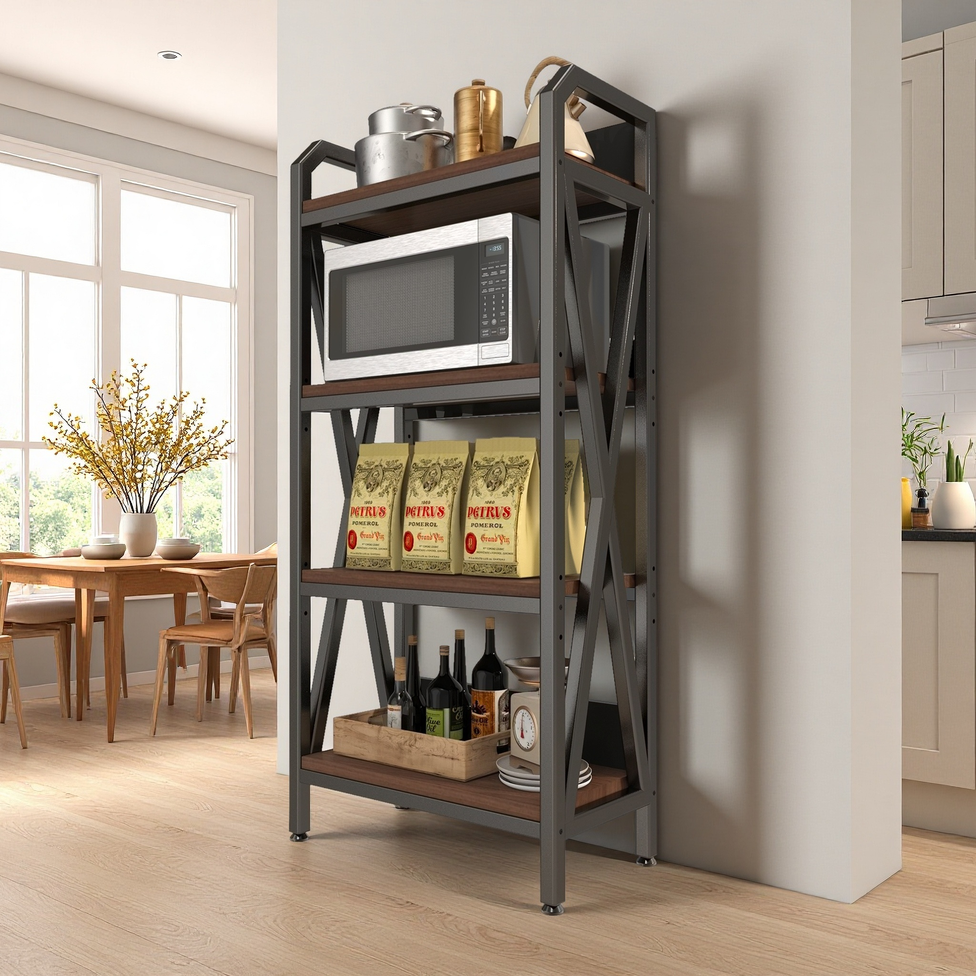 Black Metal Kitchen Shelving Unit - 56" Storage Rack