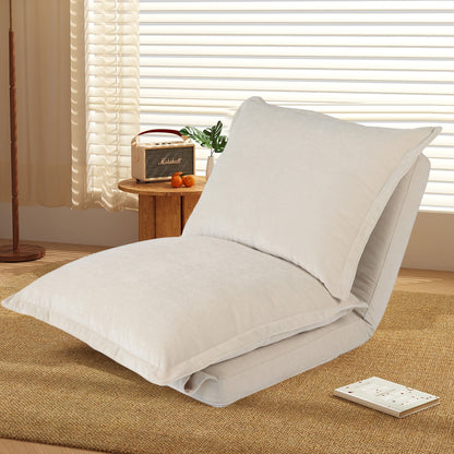 Convertible Flip Chair: Floor SofaBed with Adjustable Backrest andPillows-Beige