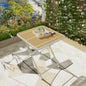 Summer - Modern folding square table- indoor and outdoor multi-functional table- polypropylene tabletop with metal legs, suitable for dining rooms, living rooms, gardens, terraces, etc. (White, khaki)