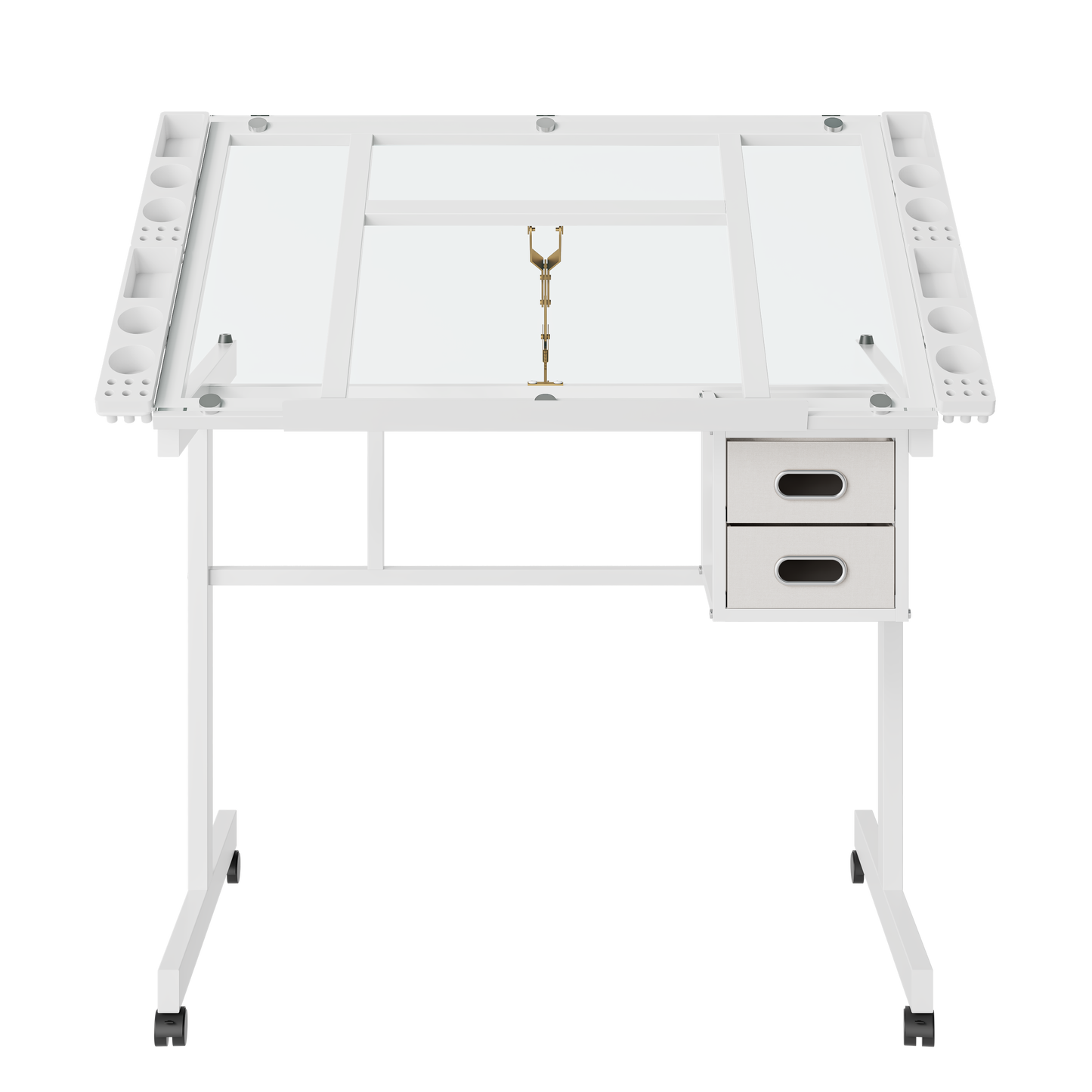 Adjustable Art Drawing Desk - Glass & Metal White