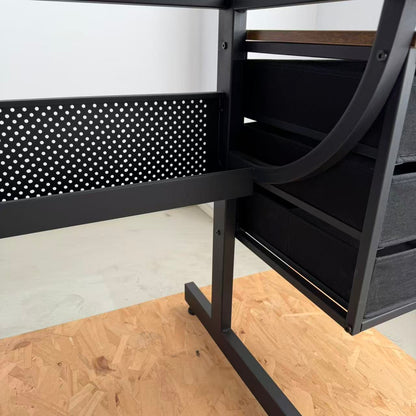 Black Drafting Table with Stool & Drawers - Adjustable Desk for Living Room