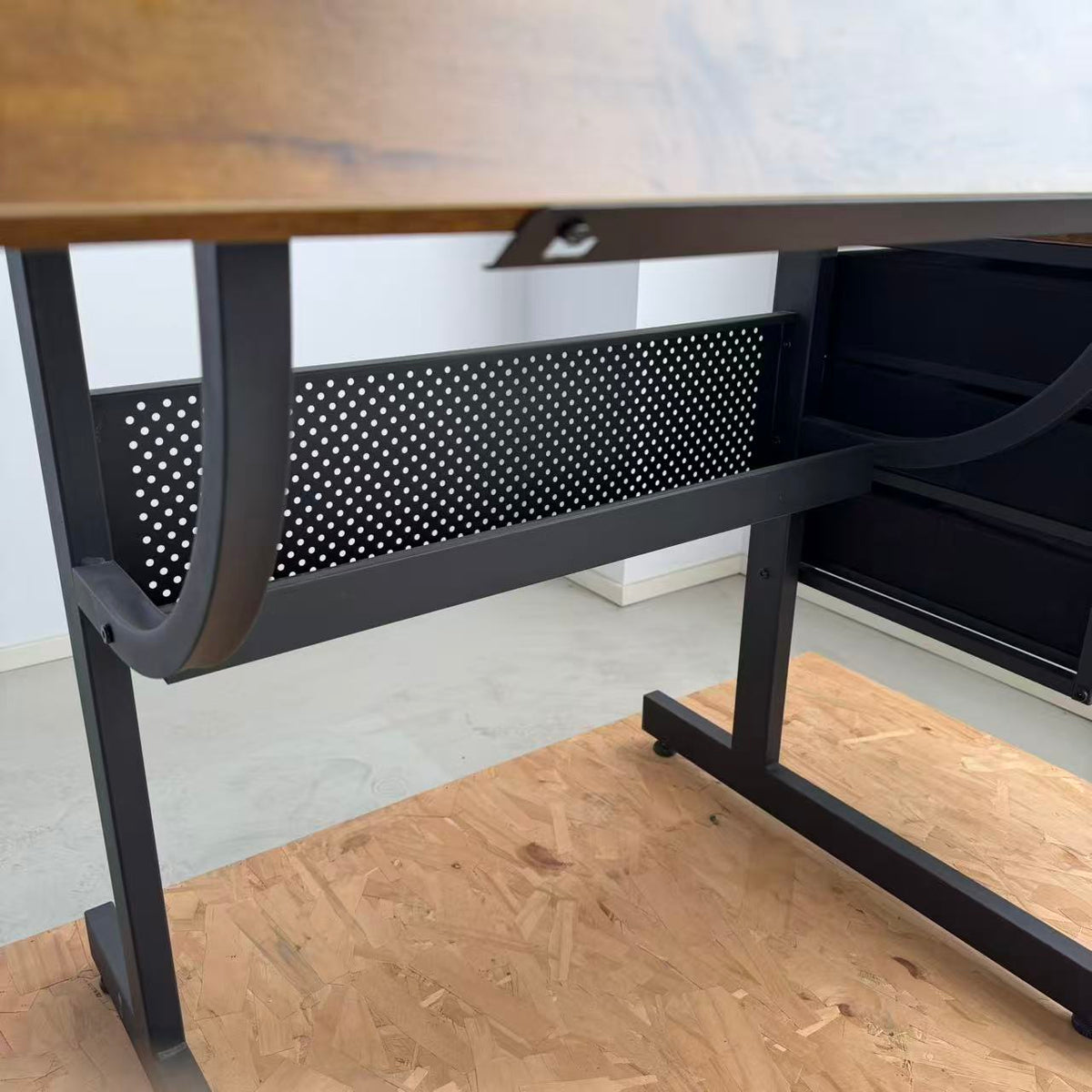 Black Drafting Table with Stool & Drawers - Adjustable Desk for Living Room