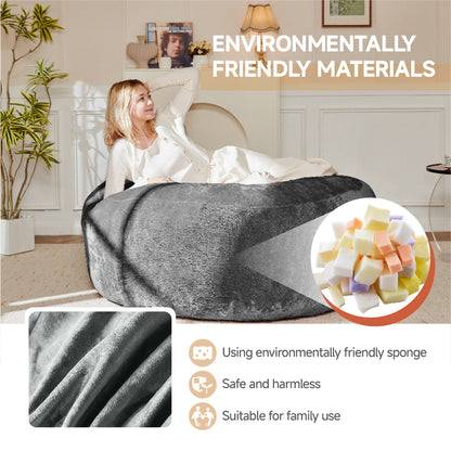 Dark Grey Flannelette Bean Bag Sofa - 59" Round for Living Room