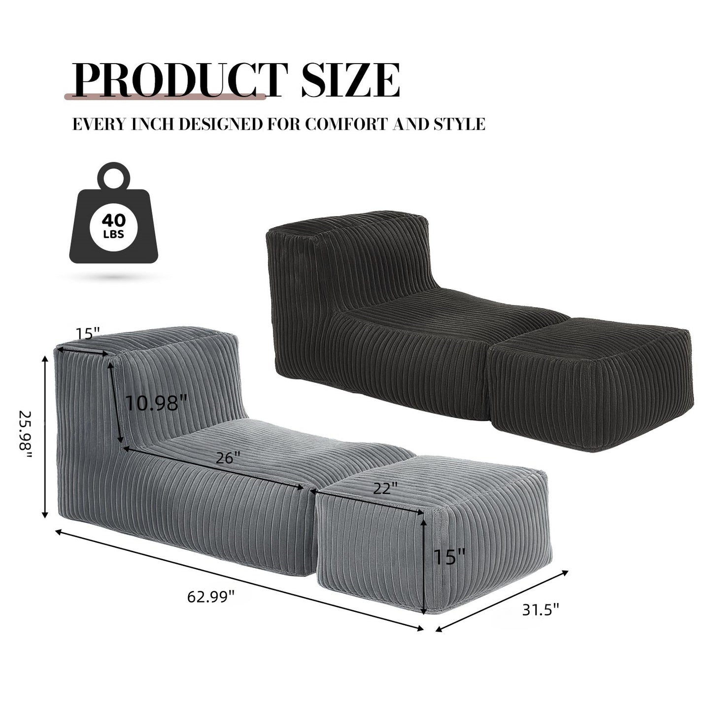Living Room Modular Flannelette Bean Bag Chair for Multi-Scene Lounging and Napping