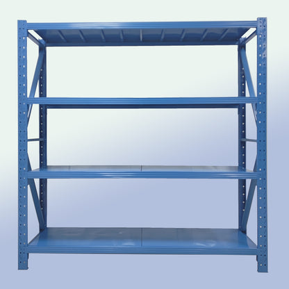 4-Tier Metal Garage Shelving Unit - Adjustable Blue Storage Rack