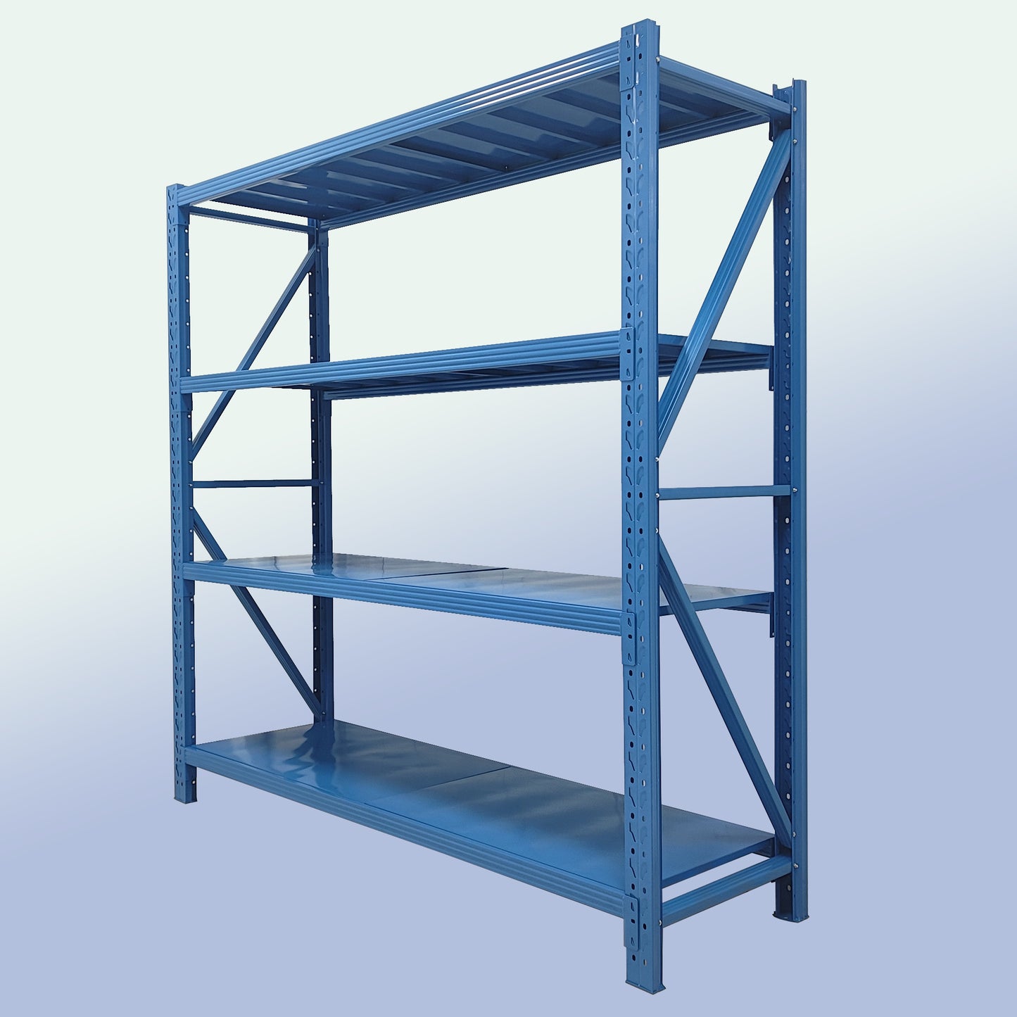 4-Tier Metal Garage Shelving Unit - Adjustable Blue Storage Rack