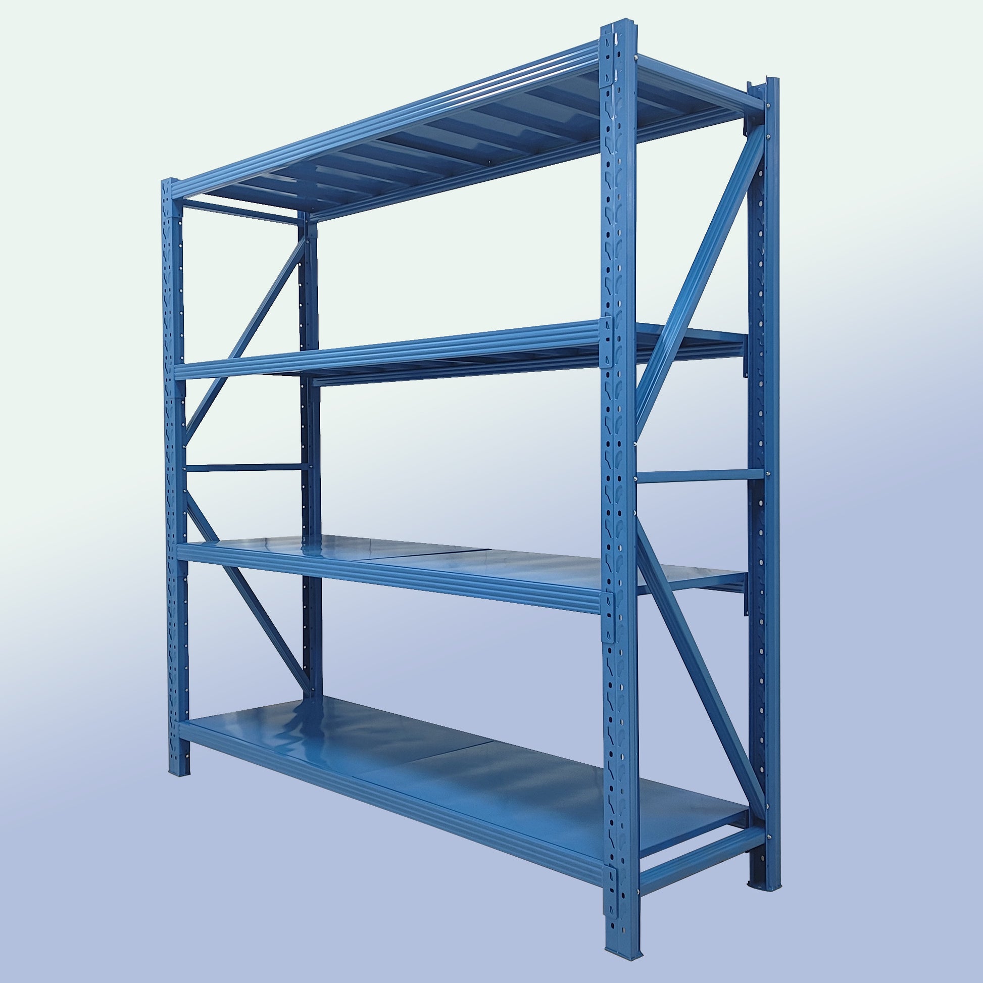 4-Tier Metal Garage Shelving Unit - Adjustable Blue Storage Rack