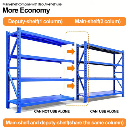 4-Tier Metal Garage Shelving Unit - Adjustable Blue Storage Rack