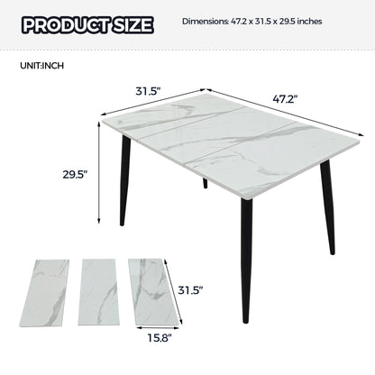 4-6 Person White Wood Metal Dining Table for Living Room