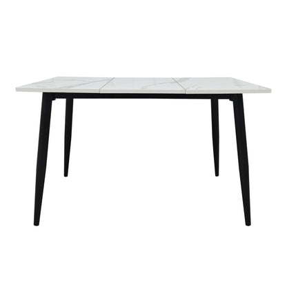 4-6 Person White Wood Metal Dining Table for Living Room