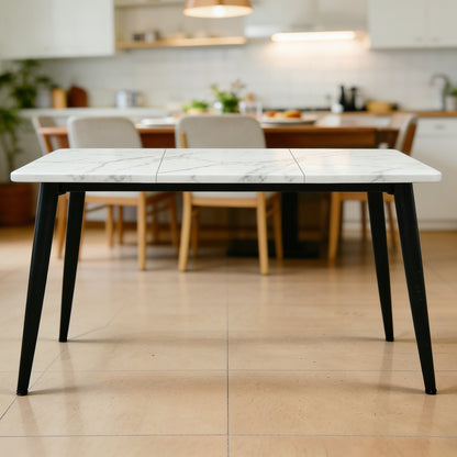 4-6 Person White Wood Metal Dining Table for Living Room