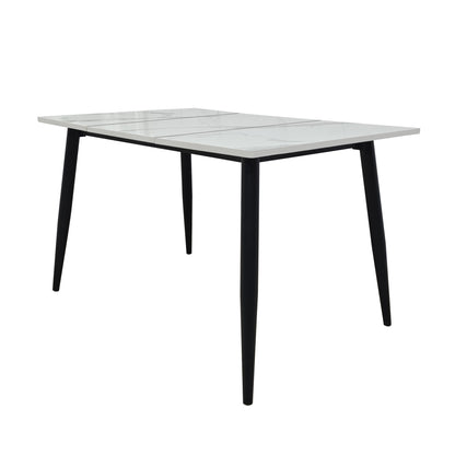 4-6 Person White Wood Metal Dining Table for Living Room
