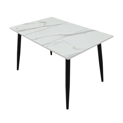 4-6 Person White Wood Metal Dining Table for Living Room