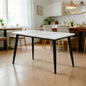 Rectangular dining table, seats 4, kitchen/dining room table, sturdy metal frame, space-saving wooden rectangular dining table.
