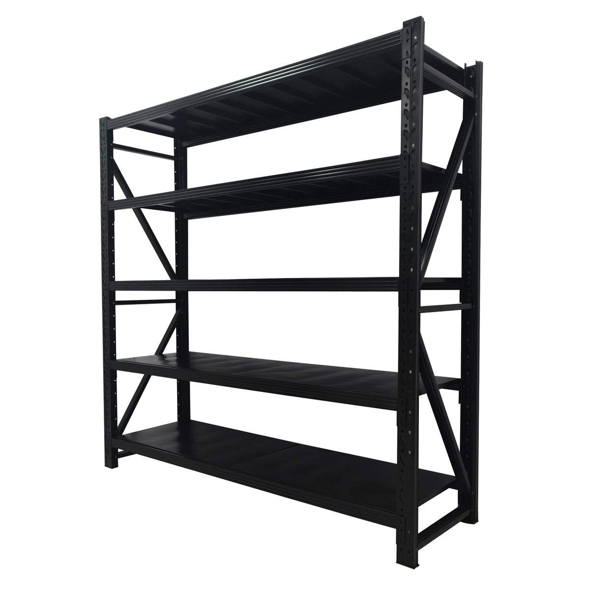5-Tier Metal Adjustable Shelving Unit - Black, 78" Wide for Living Room