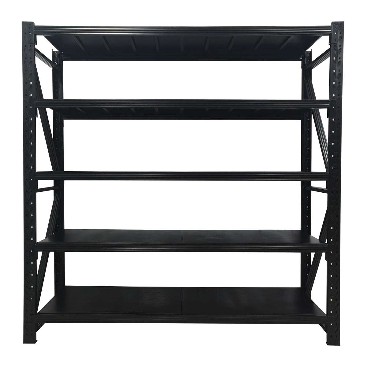 5-Tier Metal Adjustable Shelving Unit - Black, 78" Wide for Living Room