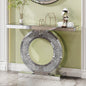 O Shaped Mirror Console Table with Crystal Hallway Entry Home Décor, Handicrafts Mirror Table for Living Room,Mirror Glass Table for Room