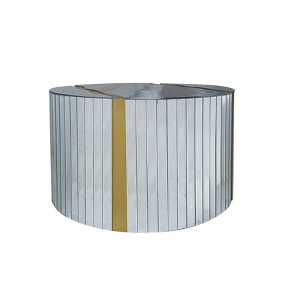 Round Mirrored Glass Coffee Table End Table Modern Living Room Accent