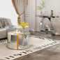 White Marble pattern sticker Round Coffee Table Cylindrical Silver Mirror with Gold Dust Finish Modern Home Decor Compact Center Table