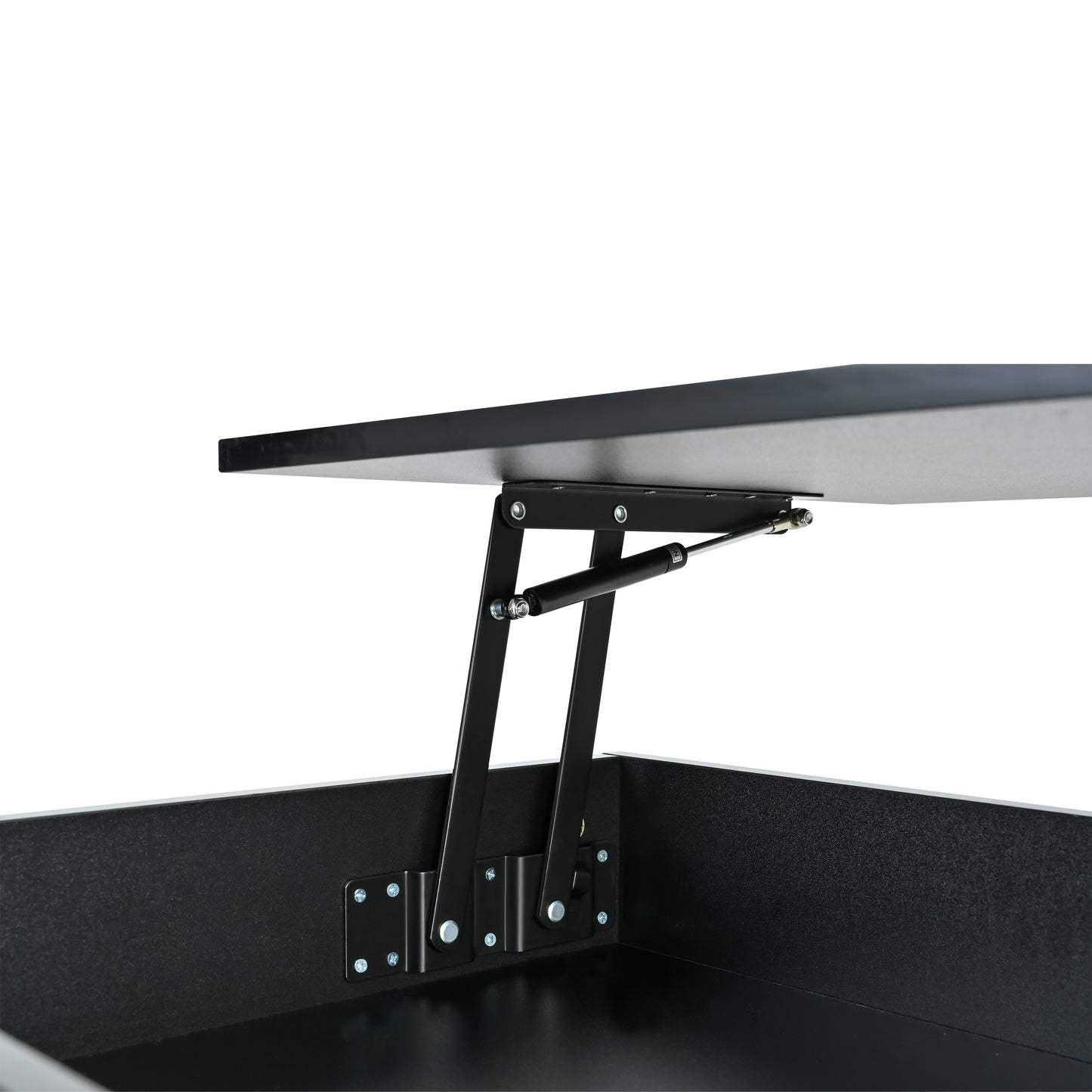39.3" Lift Top Coffee Table - Black with Storage & LED Lights for Living Room