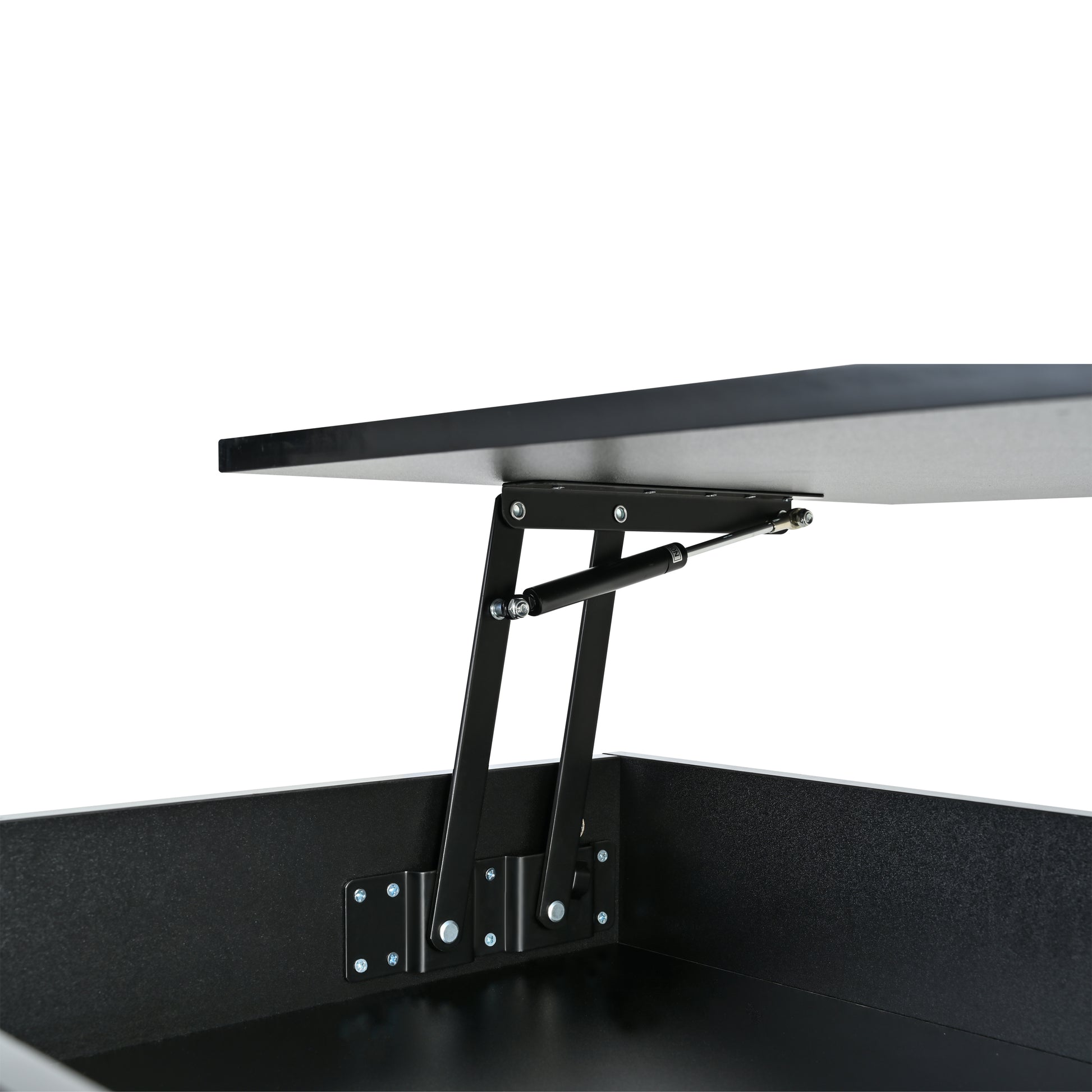 39.3" Lift Top Coffee Table - Black with Storage & LED Lights for Living Room