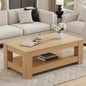 A modern and practical Natural Wood coffee table. The double layered coffee table is made of MDF material. Suitable for living room, bedroom, and study