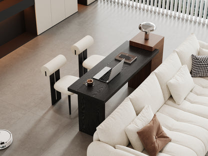 Modern Two-Tone Sofa Side Table - Black & Walnut MDF Storage Console for Living Room