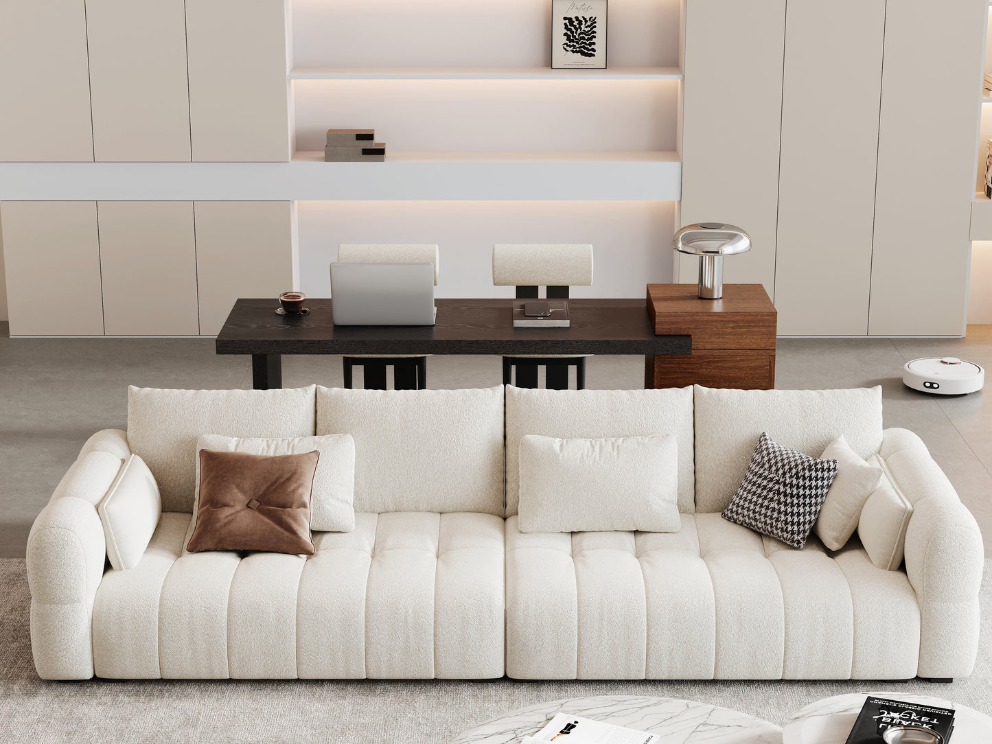 Modern Two-Tone Sofa Side Table - Black & Walnut MDF Storage Console for Living Room