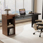 Modern Two-Tone Sofa Side Table - Black Wood Grain & Walnut Wood Grain MDF Multipurpose Entryway Console Table with 2-Tier Open Storage Shelves for Living Room, Hallway, Bedroom