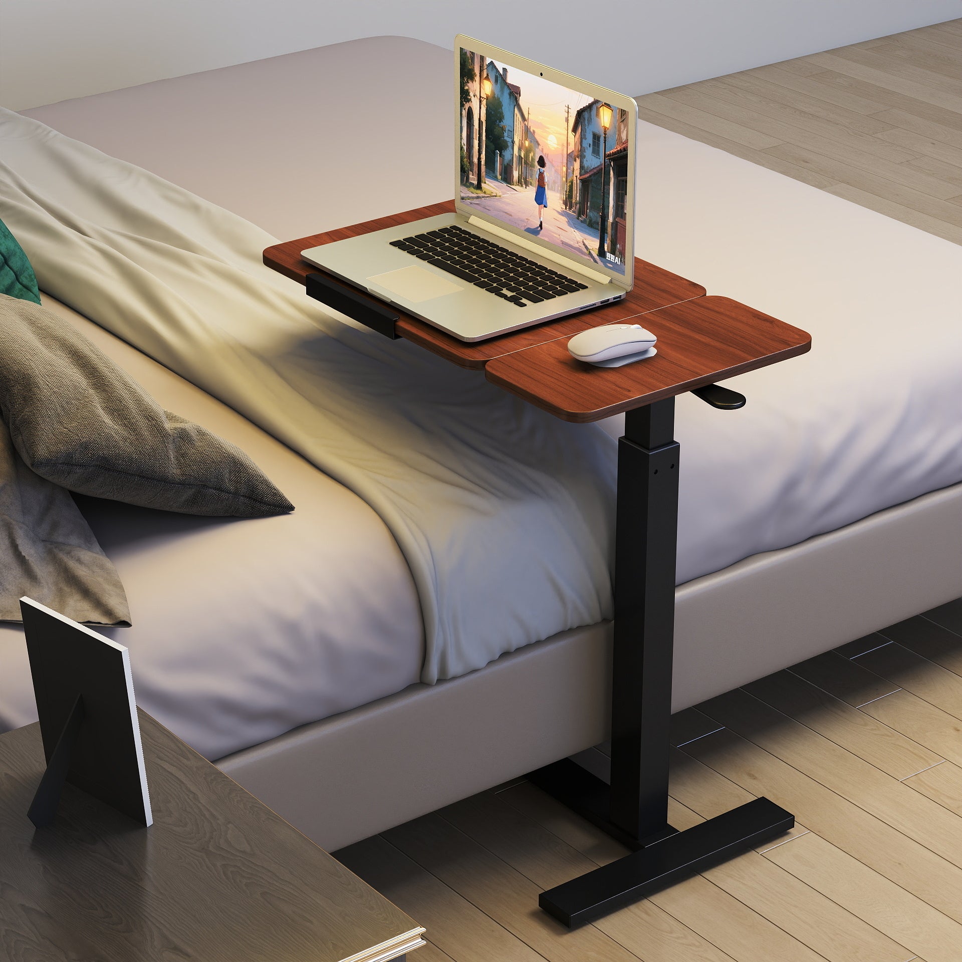 Adjustable Standing Desk with Wheels for Bedroom or Office Use for Living Room