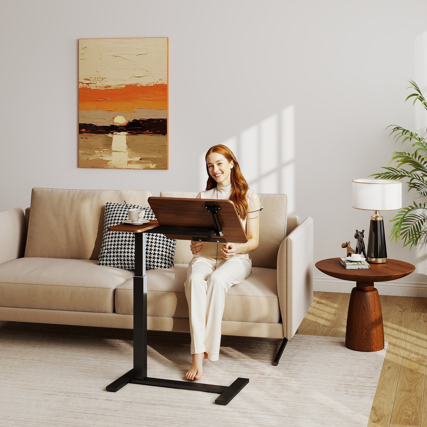 Adjustable Standing Desk with Wheels for Bedroom or Office Use for Living Room