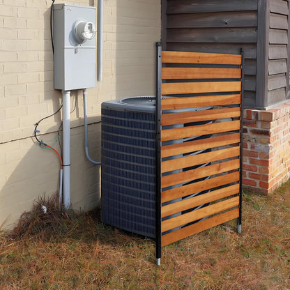 Air Conditioner Fence, 60in H x 38in W (1-Panel),Wood Fence Panels Trash Can Fences with Metal Stakes,Outdoor Freestanding Trash Can Fence