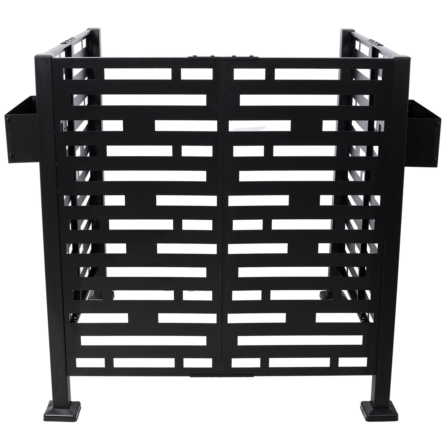 3.5’ x 3.5’ Metal Air Conditioner Fence with Planter Boxes - Black
