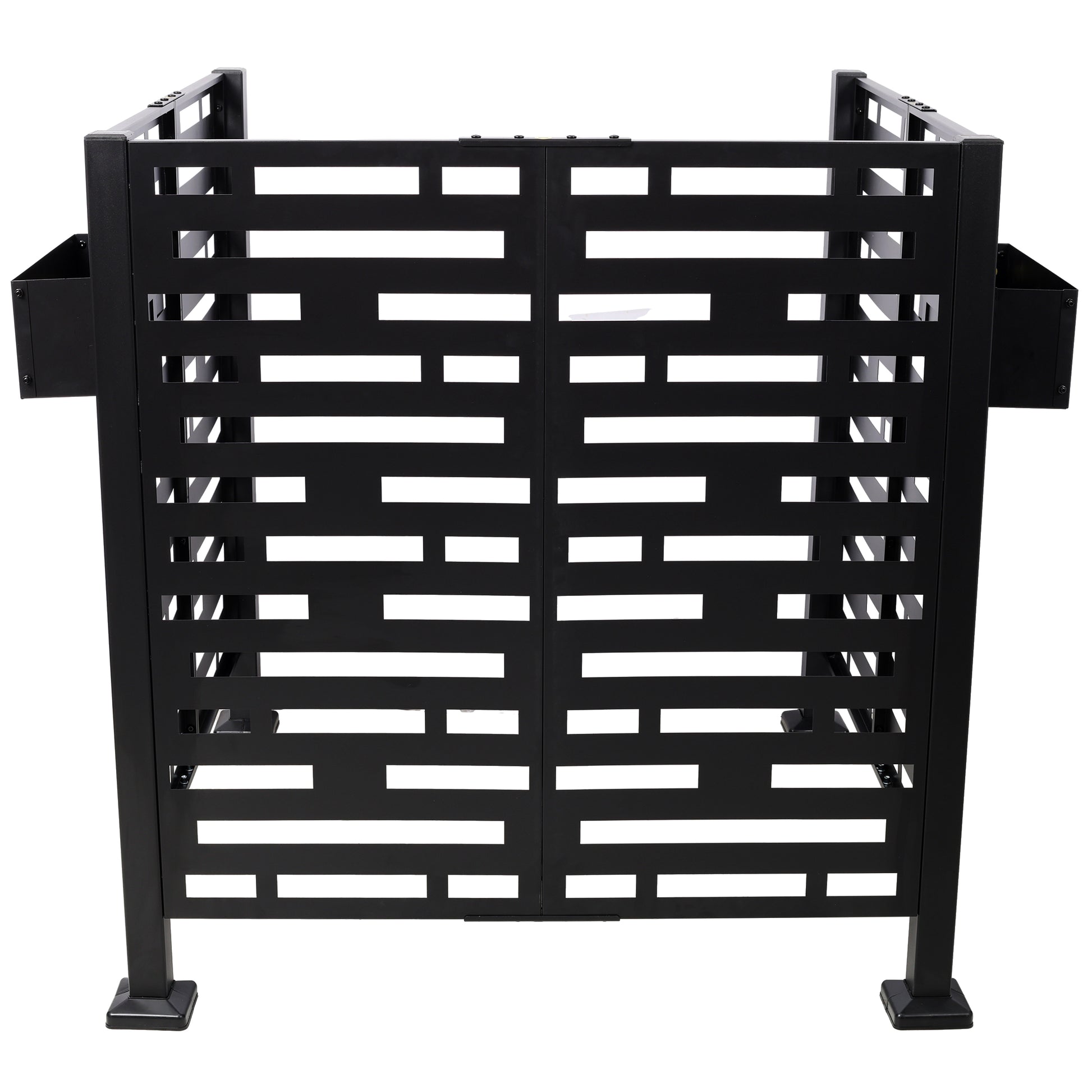 3.5’ x 3.5’ Metal Air Conditioner Fence with Planter Boxes - Black