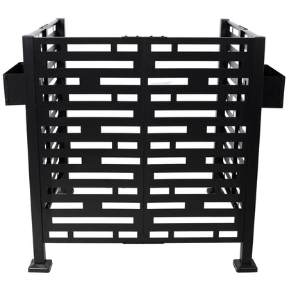 3.5’ x 3.5’ Metal Air Conditioner Fence with Planter Boxes - Black