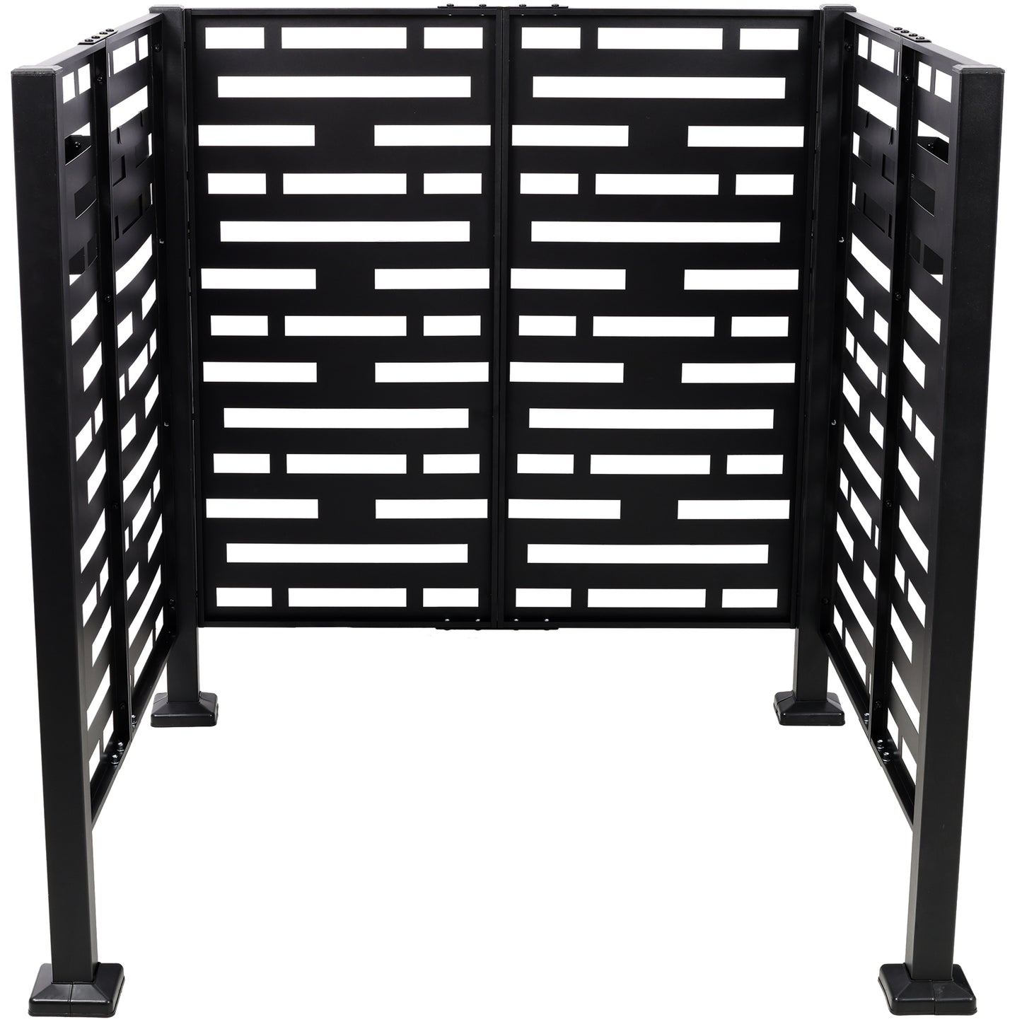 3.5’ x 3.5’ Metal Air Conditioner Fence with Planter Boxes - Black