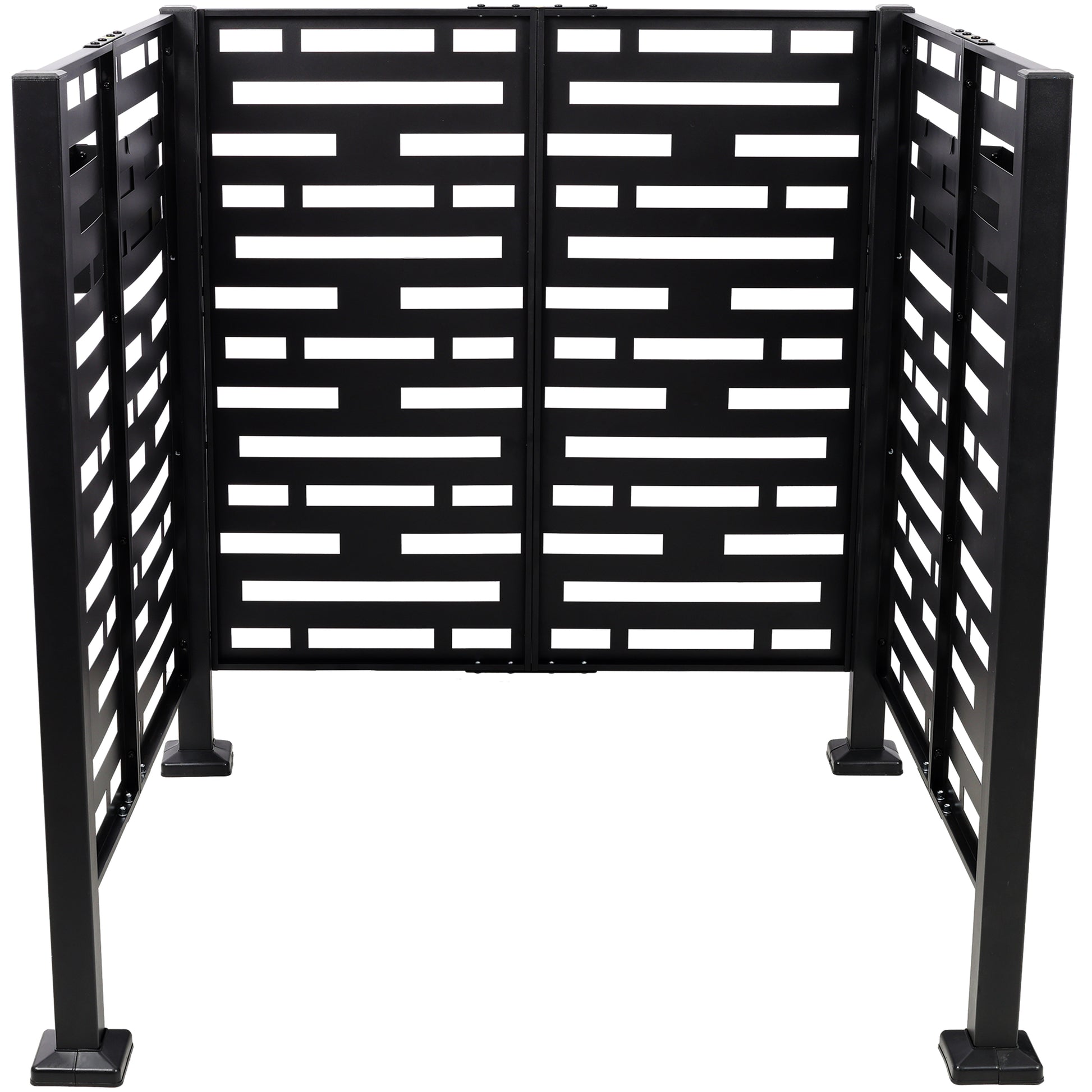 3.5’ x 3.5’ Metal Air Conditioner Fence with Planter Boxes - Black