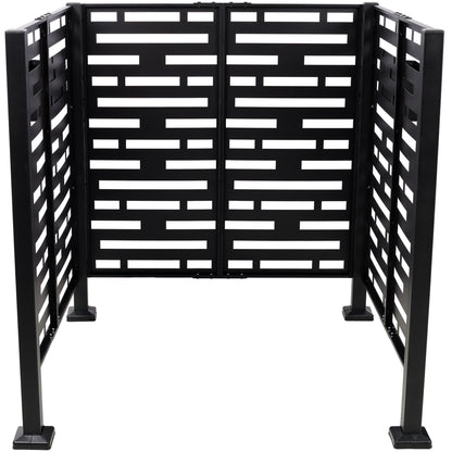 3.5’ x 3.5’ Metal Air Conditioner Fence with Planter Boxes - Black