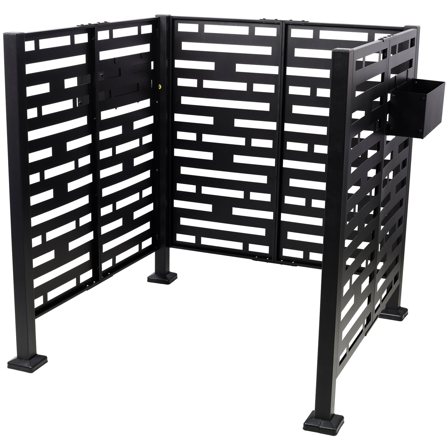 3.5’ x 3.5’ Metal Air Conditioner Fence with Planter Boxes - Black