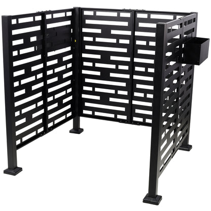 3.5’ x 3.5’ Metal Air Conditioner Fence with Planter Boxes - Black