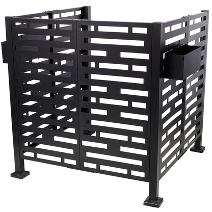 3.5’ x 3.5’ Metal Air Conditioner Fence with Planter Boxes - Black