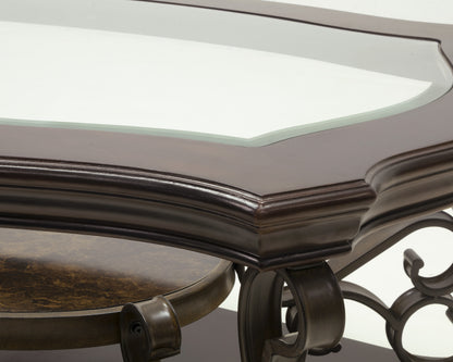 Brown Glass Cocktail Table - Entryway Side Table for Living Room