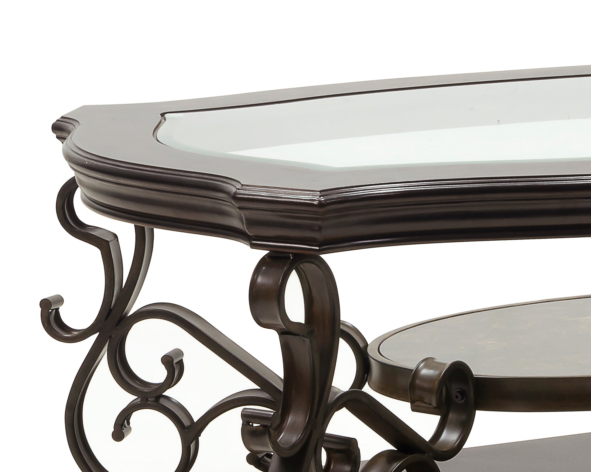 Brown Glass Cocktail Table - Entryway Side Table for Living Room