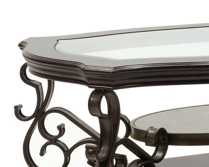 Brown Glass Cocktail Table - Entryway Side Table for Living Room